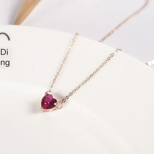 Rhinestone Heart Pendant Necklace for Women