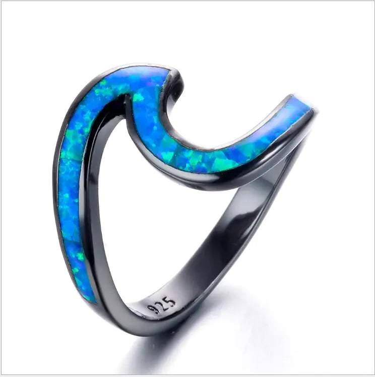 Black Gold Opal Ring with Diamond Accent (Stylish Design)
