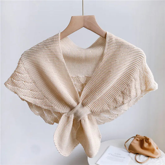 Ladies' Hollow Knit Shawl Cape and Scarf Vest