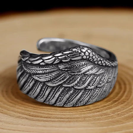 Eagle Wing Ring, 925 Sterling Silver Men's Ring