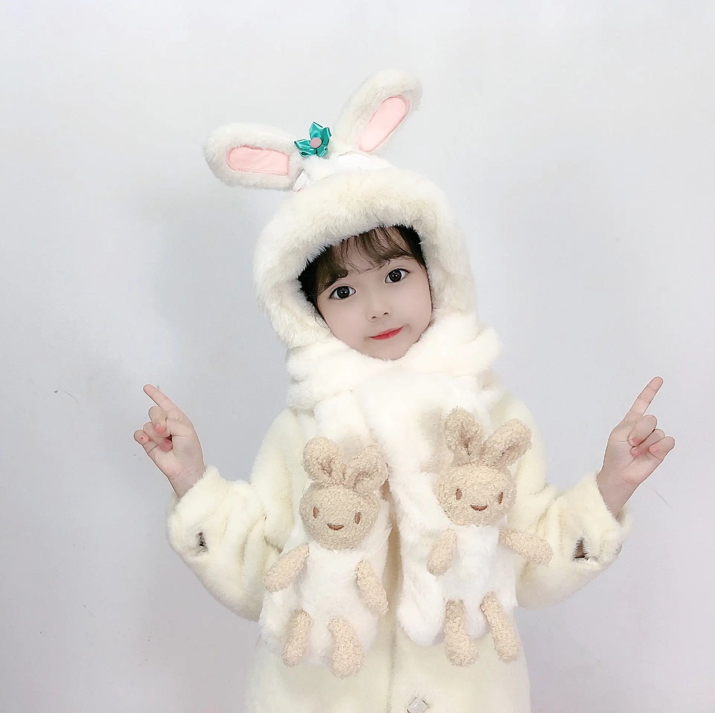 Children's One-Piece Hat with Scarf and Gloves Set