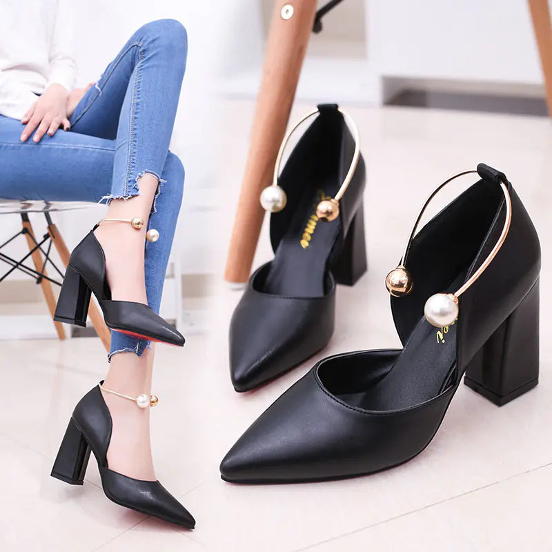 Trendy Pointed-Toe Chunky Heel Women's Shoes