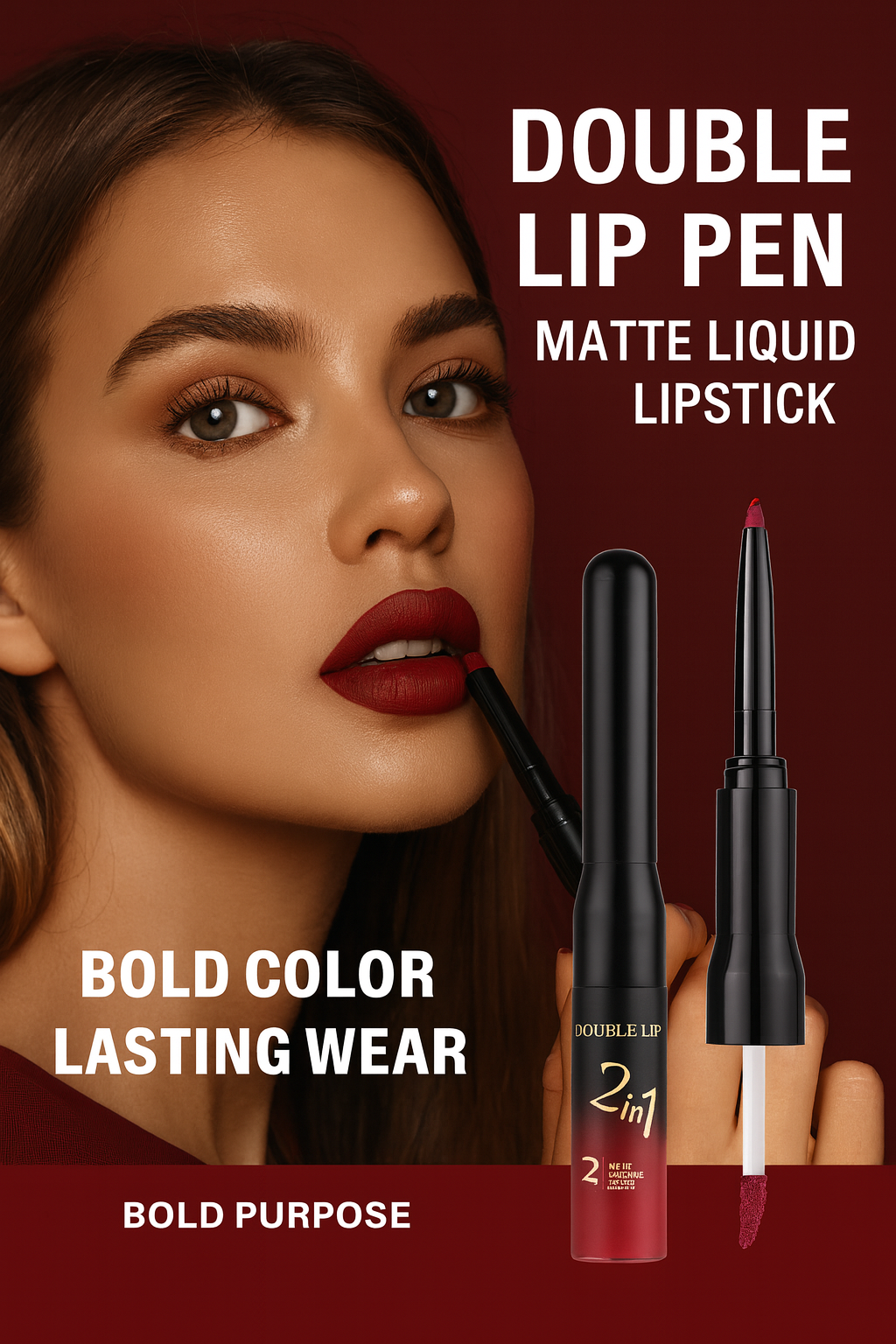 Matte Liquid Lipstick & Double Lip Gloss Pen 2 -in-1 Beauty