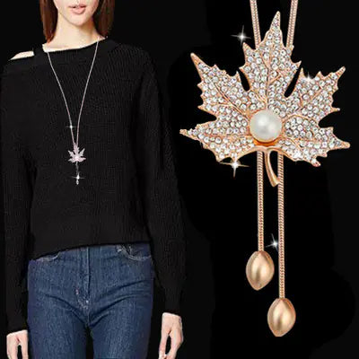 Autumn Winter Fashion Leaf Butterfly Necklace for Women