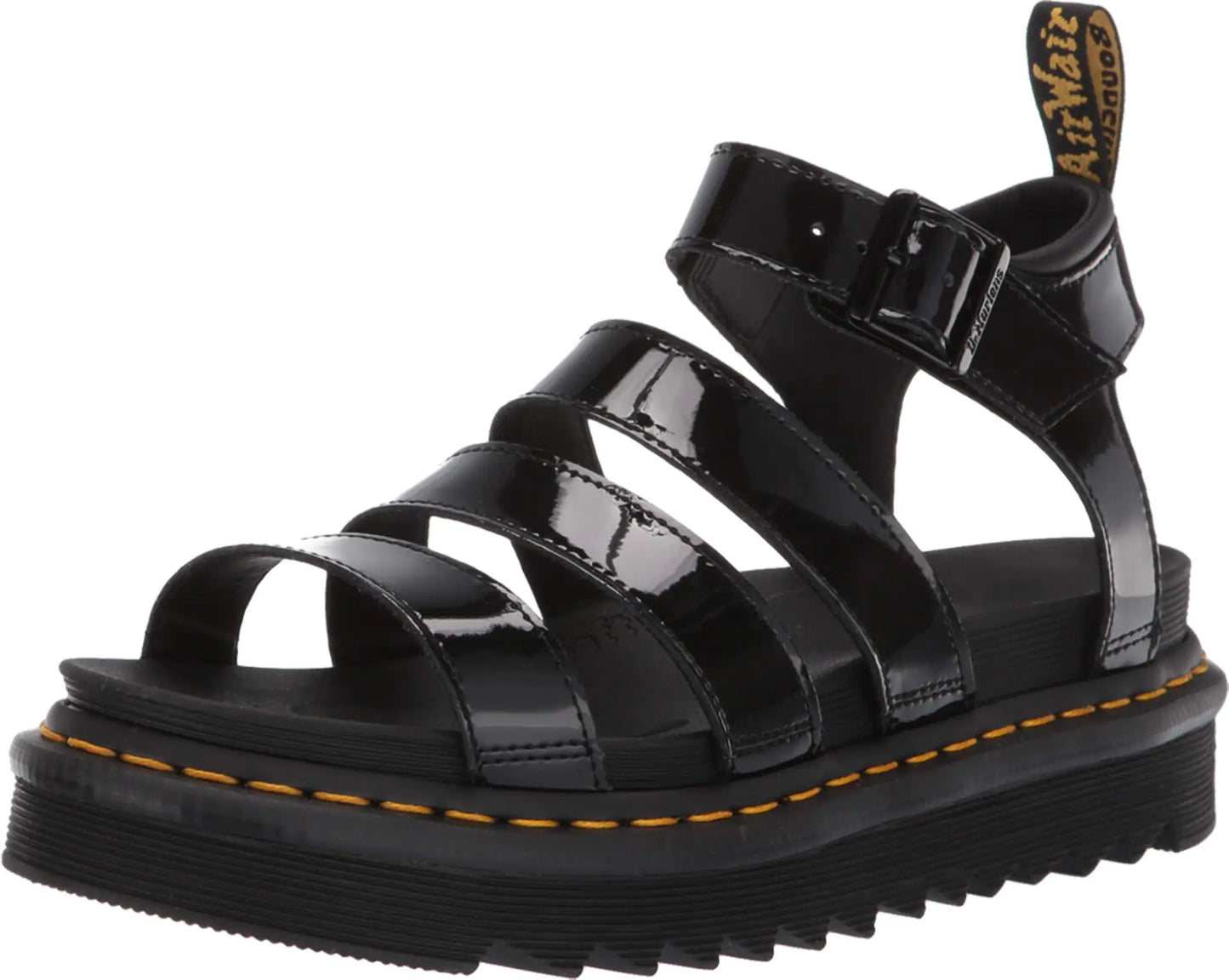 Dr. Martens Womens Blaire Fisherman Sandal Black Patent Lamper