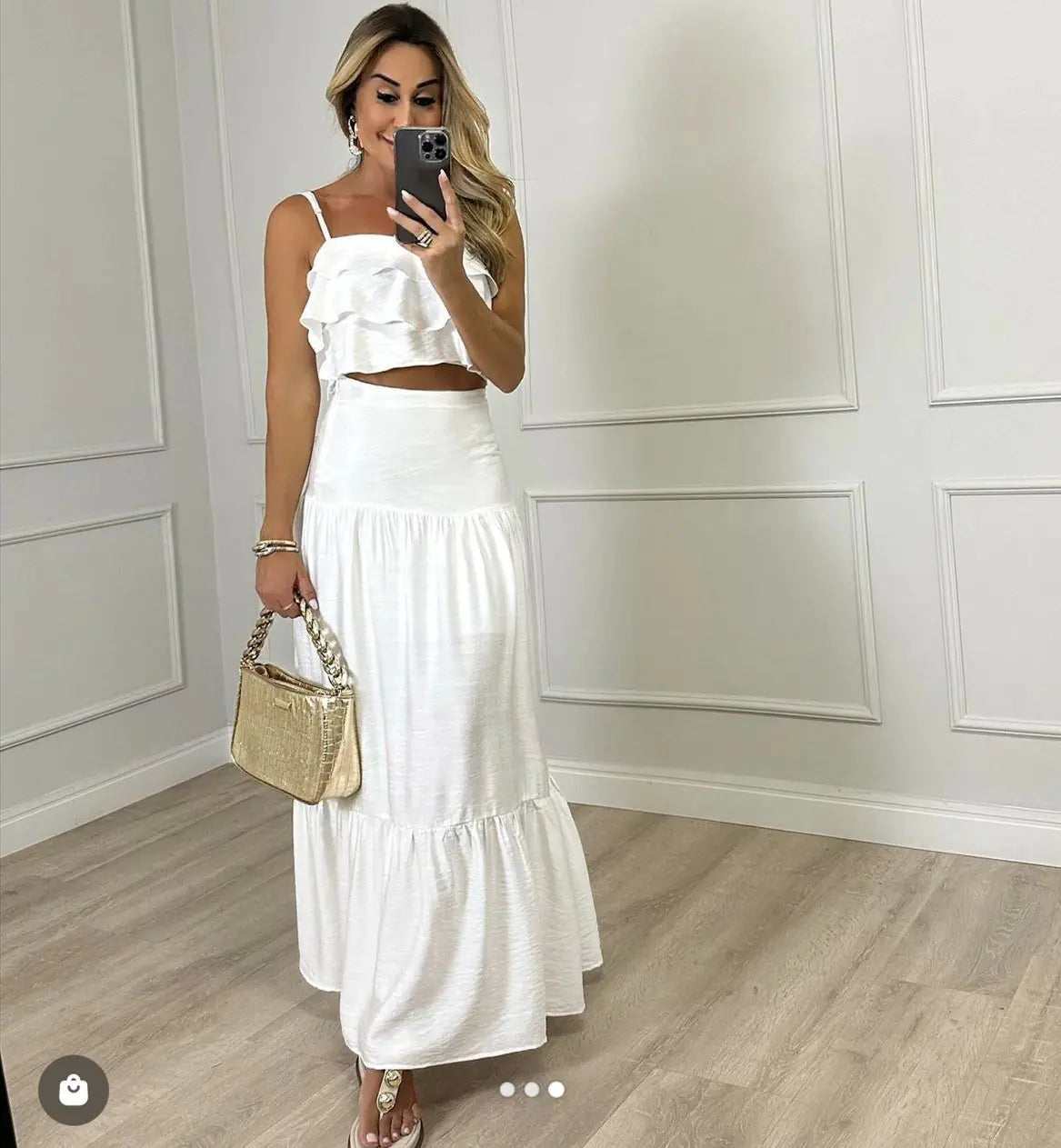 2025 Spring Summer Fashion Set with Ruffle Hem Dress