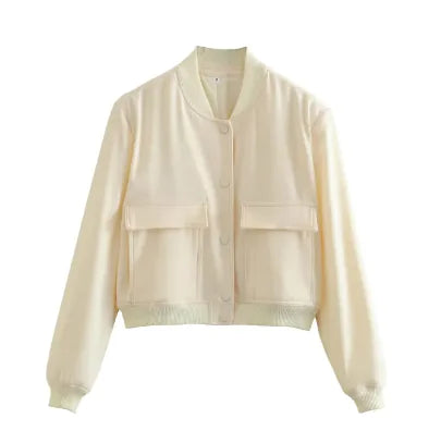 Loose Casual Bomber Jacket for Women – Lightweight Streetwear Coat