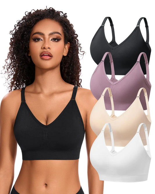 Angelhood Wireless Bras for Women Cami Tank Top Sports Seamless Padded Bralettes for Women 4 Pack