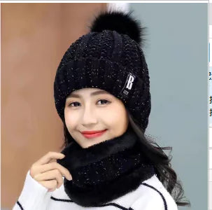 Fleece Lined Hat and Scarf Set for Women (One Piece)