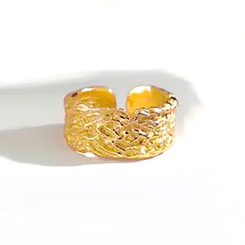 French Textured Ring Set with Korean Style Open Ring