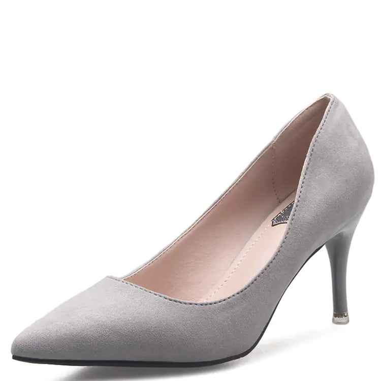 Stylish Low-Cut Suede Women's High Heels, Pointed Toe