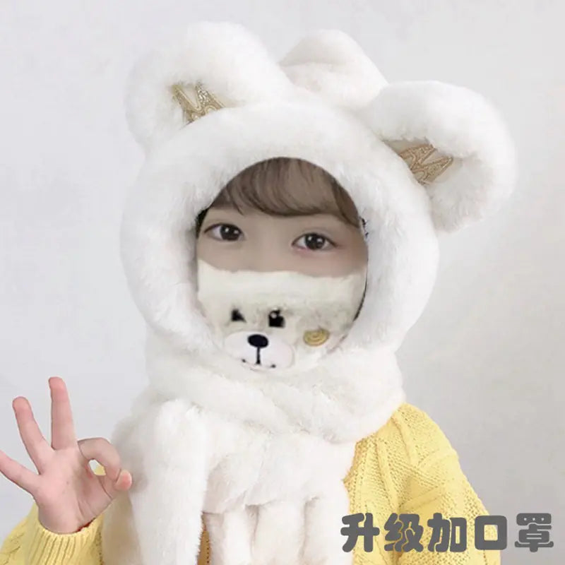 Children's One-Piece Hat with Scarf and Gloves Set