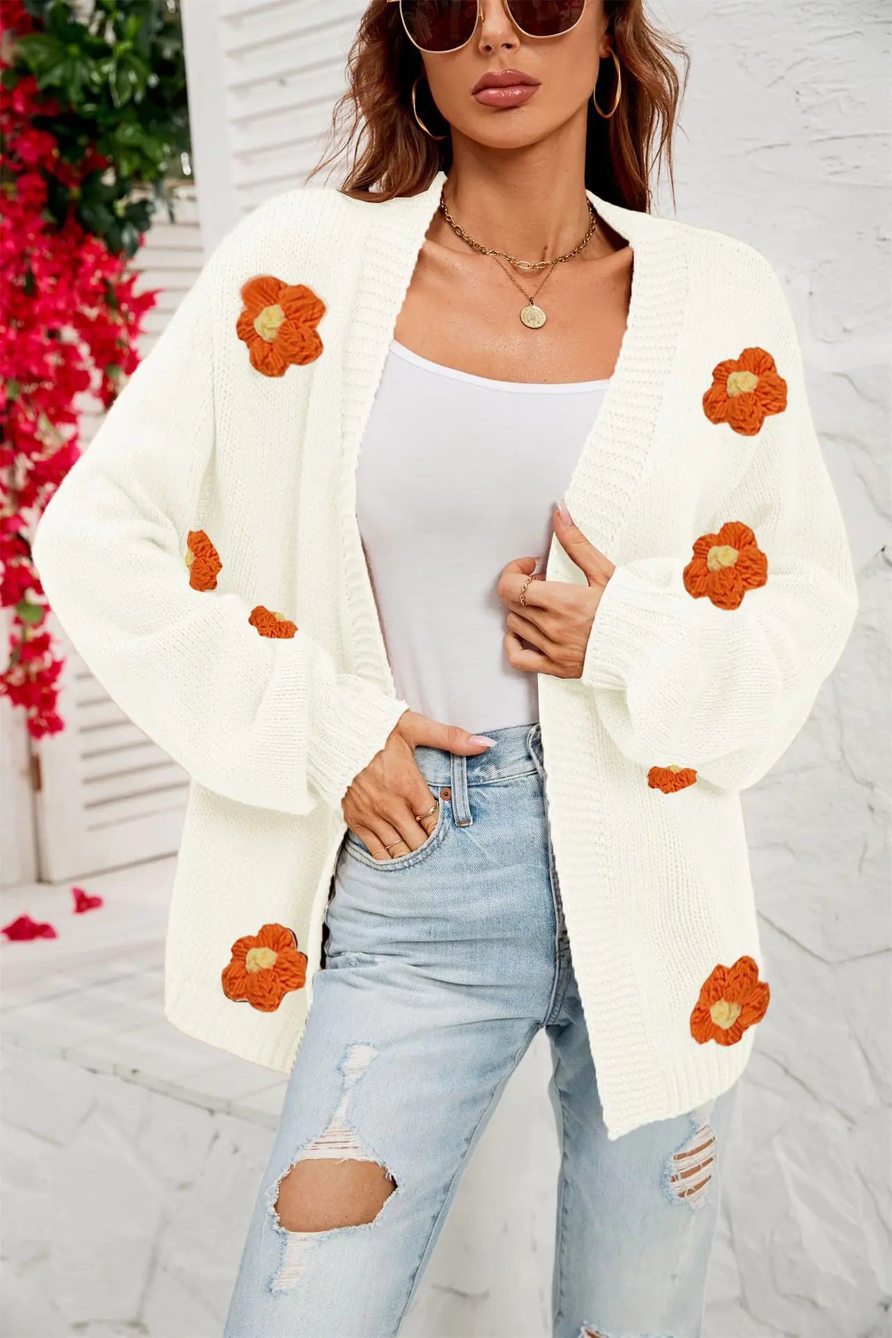 2022 Winter Plus Size Floral Cardigan for Women