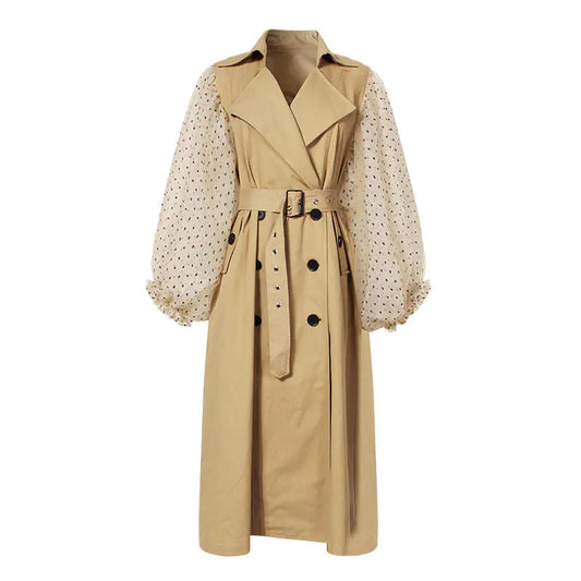 Chic Loose Long Sleeve Polka Dot Fall Jacket for Women