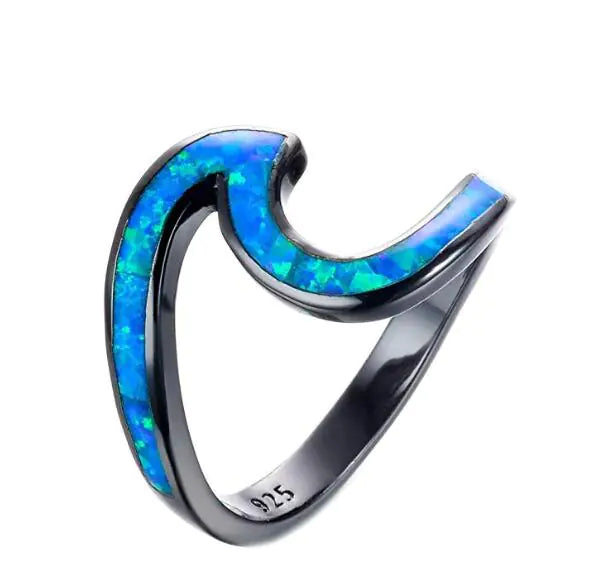 Black Gold Opal Ring with Diamond Accent (Stylish Design)
