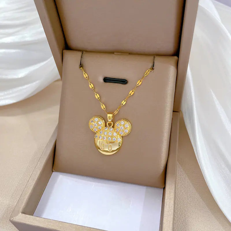 Titanium Steel Mickey Head Necklace for Women