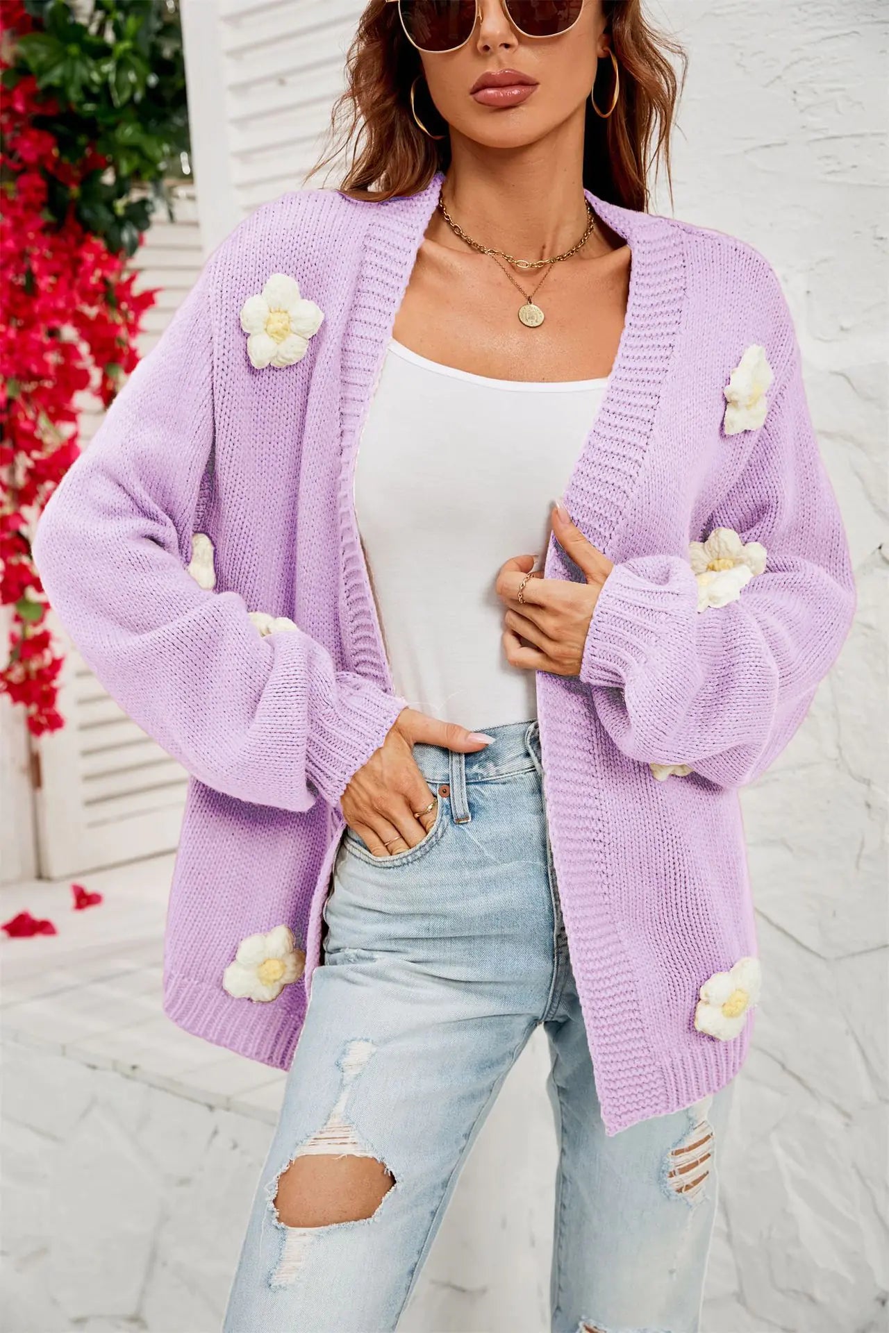2022 Winter Plus Size Floral Cardigan for Women