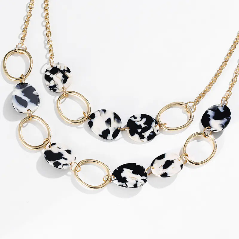 Multilayer Geometric Circle Alloy Necklace for Women
