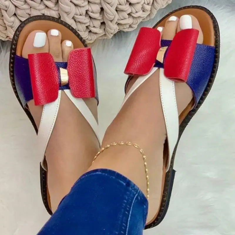 Casual Women's Breathable Flat Bow Slippers for Outdoors