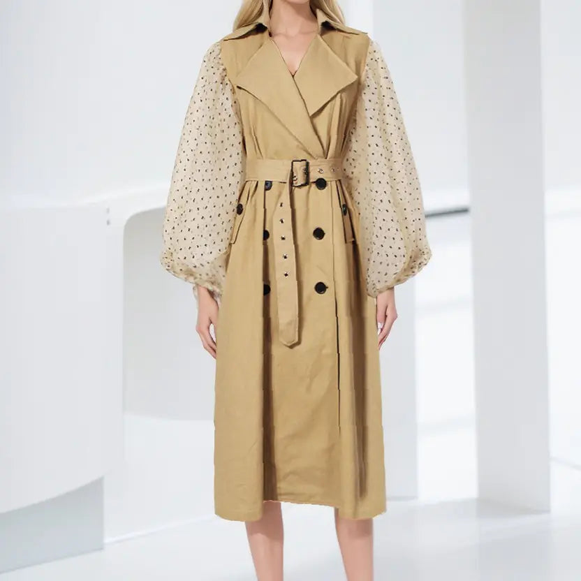 Chic Loose Long Sleeve Polka Dot Fall Jacket for Women