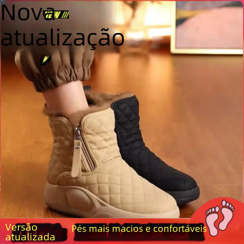 Women's Thick Sole Winter Snow Boots, Cozy Short Boot