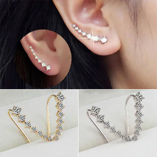 Fashionable Crystal Silver-Plated Women's Earrings