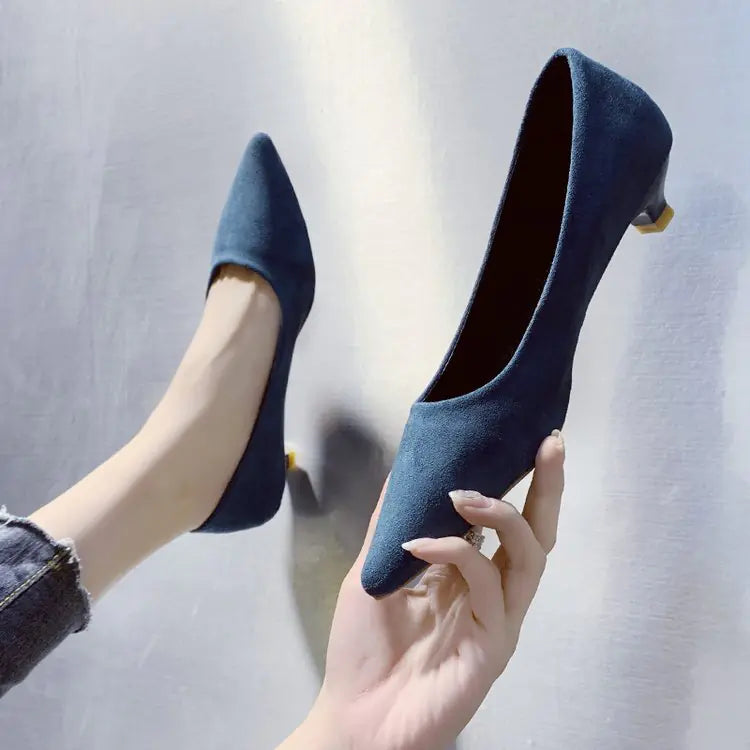 Comfortable Suede Pointed Toe High Heels for Work