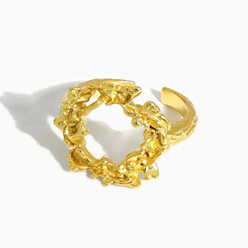 French Textured Ring Set with Korean Style Open Ring