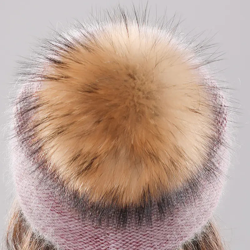 50% Angora Rabbit Wool Knit Hat for Women (Winter)