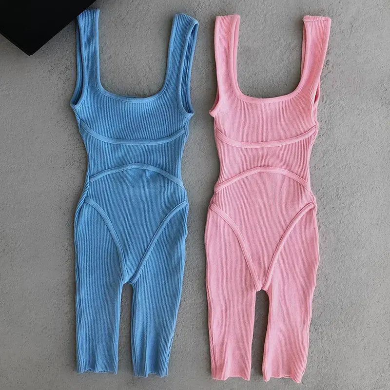 Women's Sleeveless Jumpsuit with Shorts for Fitness