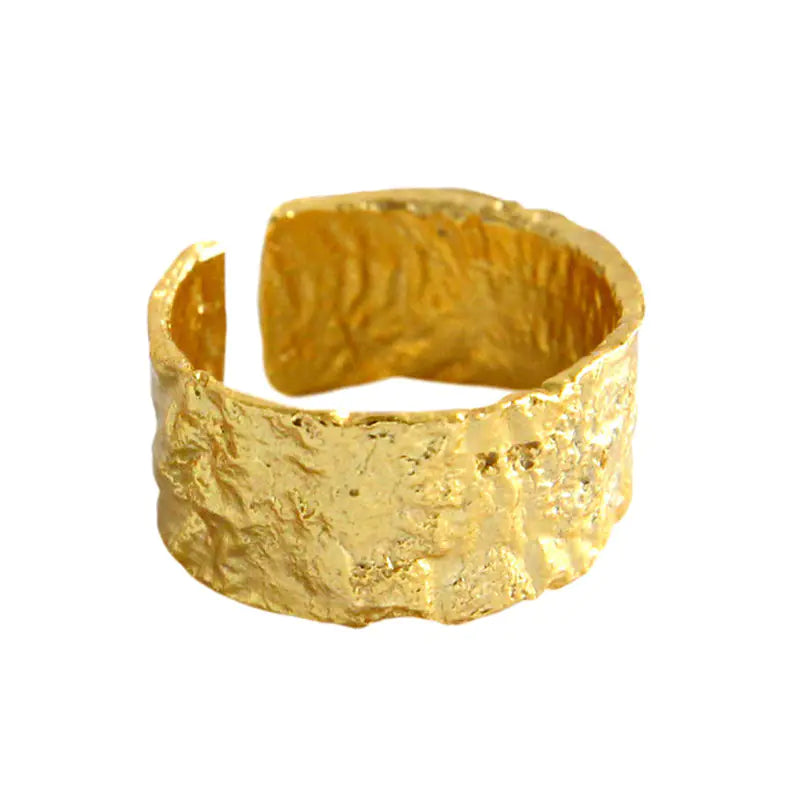 French Textured Ring Set with Korean Style Open Ring