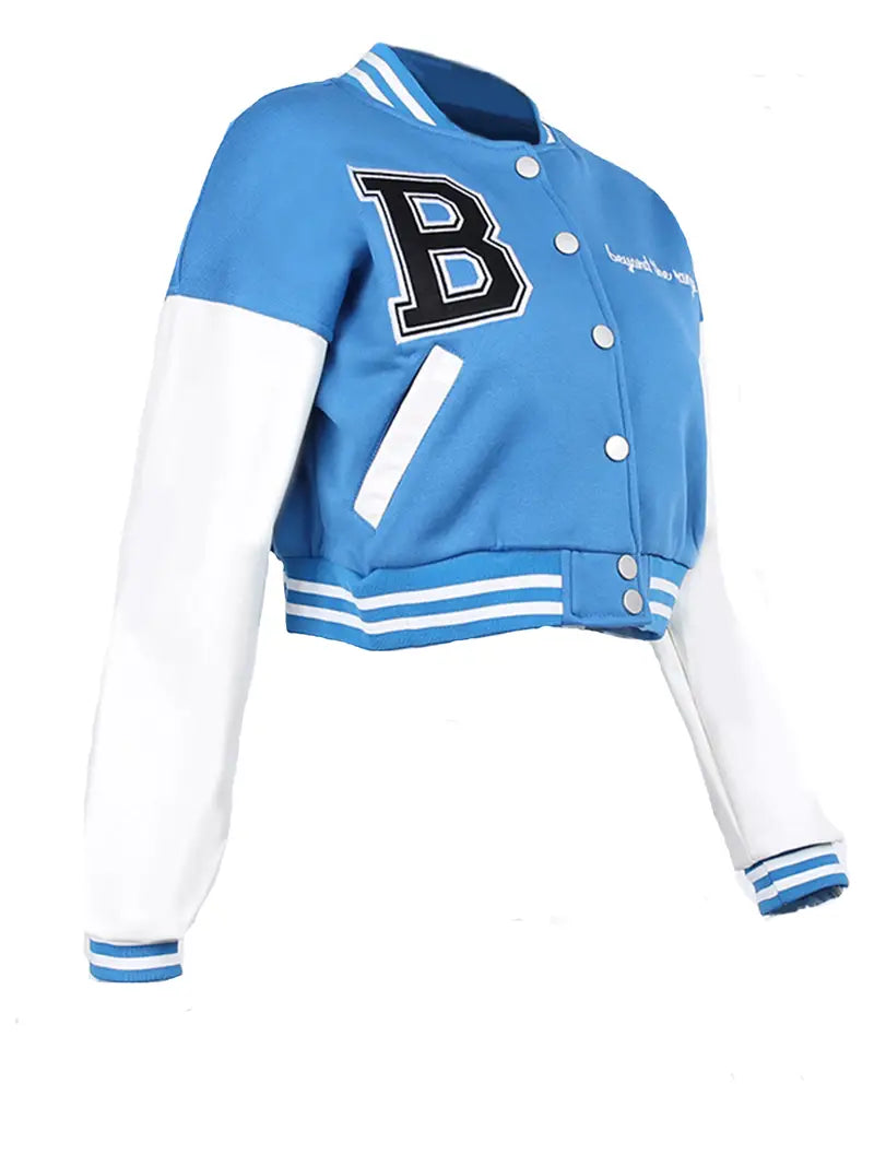 Cropped Vintage Women's Varsity Baseball Bomber Jacket