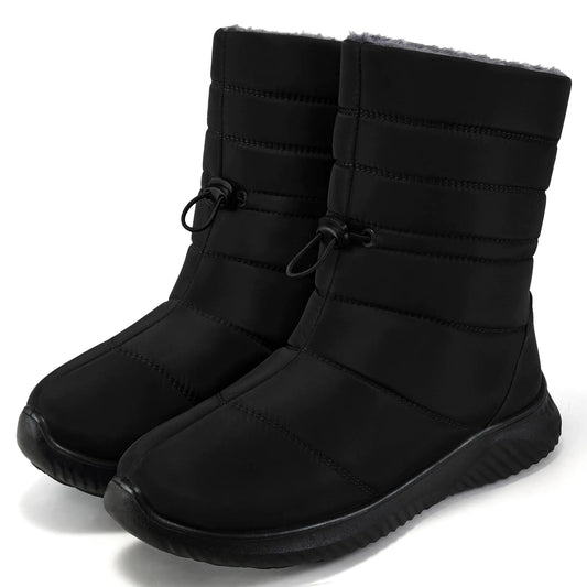 Alicegana Womens Snow Boots Winter Waterproof Warm Fur Lined Shoes Mid Calf Slip on Comfortable Booties Non Slip Boot for Women