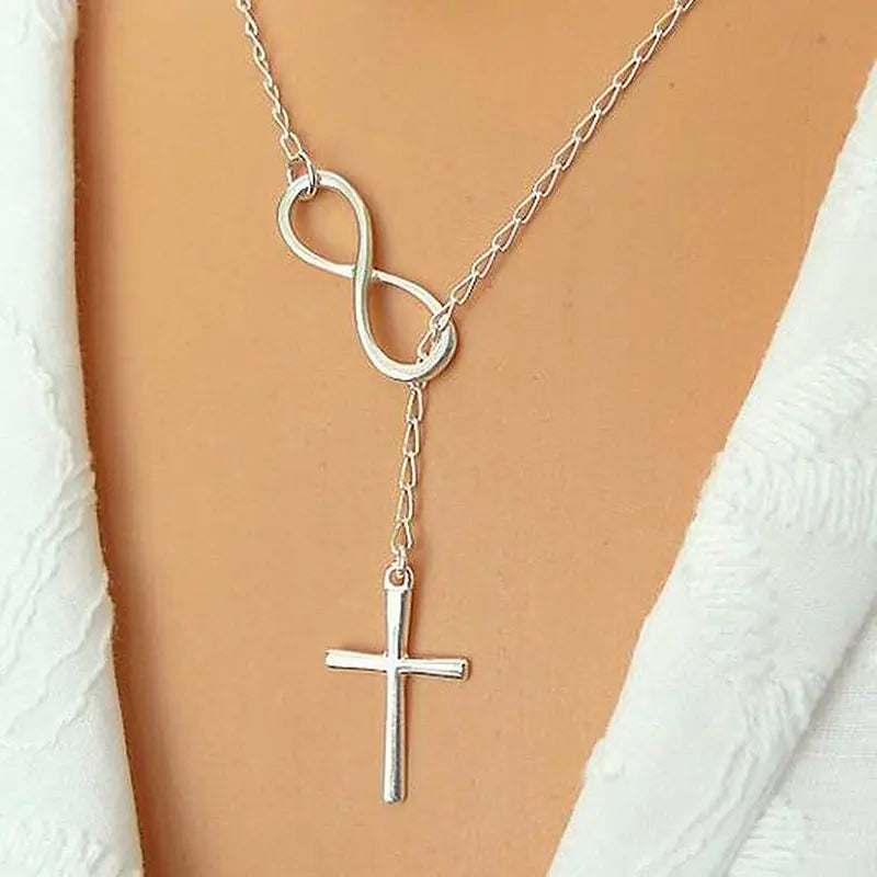 Simple Solid Color Cross Necklace for Women