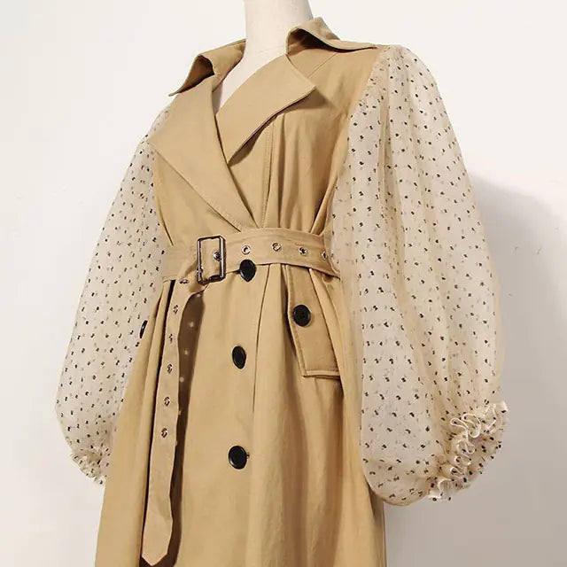 Chic Loose Long Sleeve Polka Dot Fall Jacket for Women