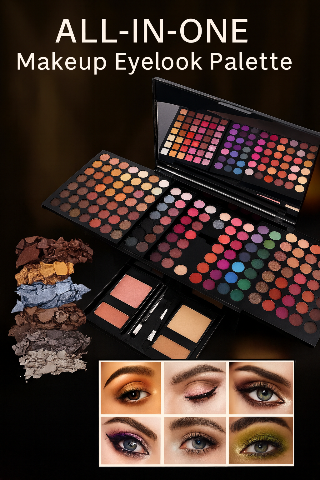 180-Color Piano Eyeshadow & Blush Palette – Professional Makeup Kit