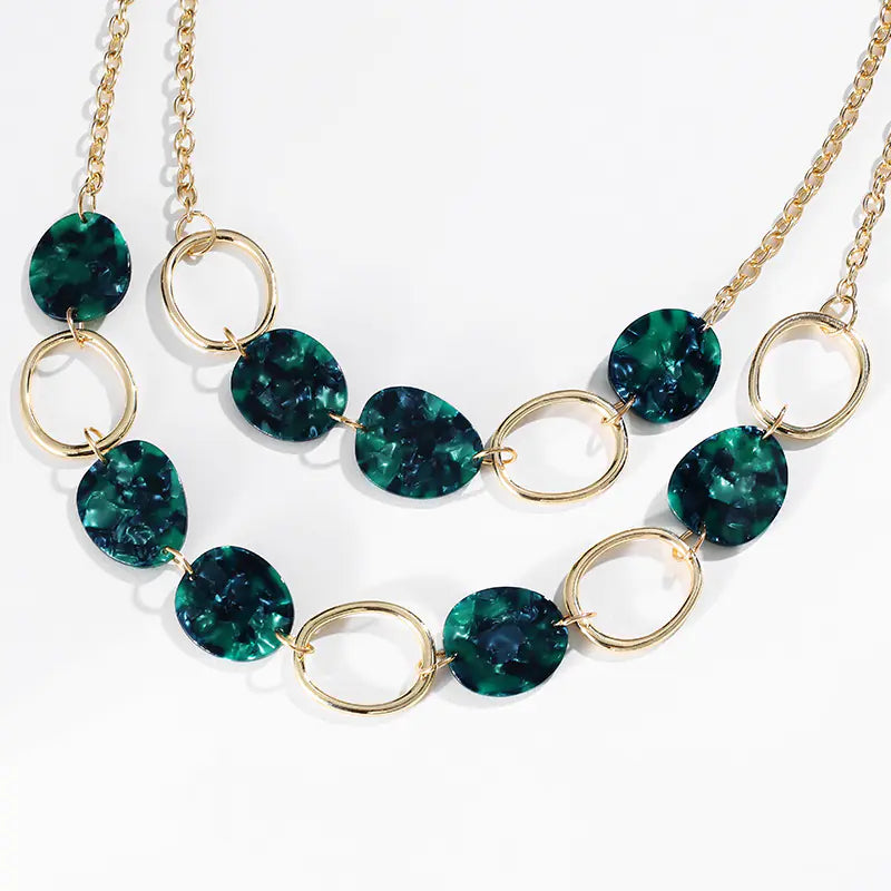 Multilayer Geometric Circle Alloy Necklace for Women