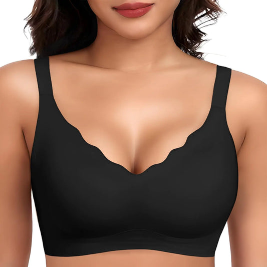Womens Seamless Bras Wireless Bras for Women No Underwire Comfort Push Up Bras Full Coverage Everyday Bra(BlackM)