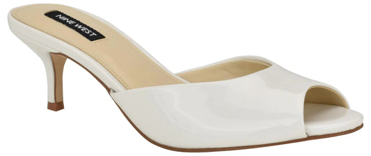 Nine West Womens LUVLIE Heeled Sandal White Patent 140 6