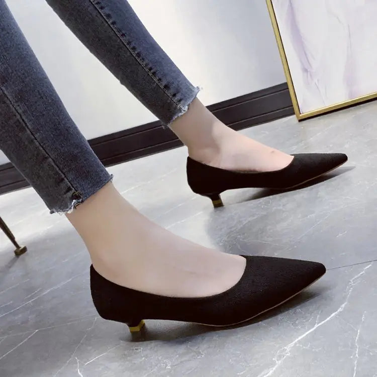 Comfortable Suede Pointed Toe High Heels for Work