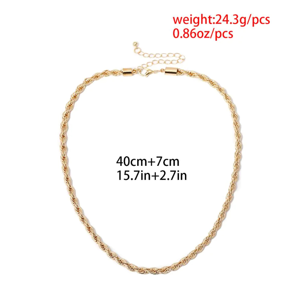 Simple Layered Twisted Chain Necklace for Women