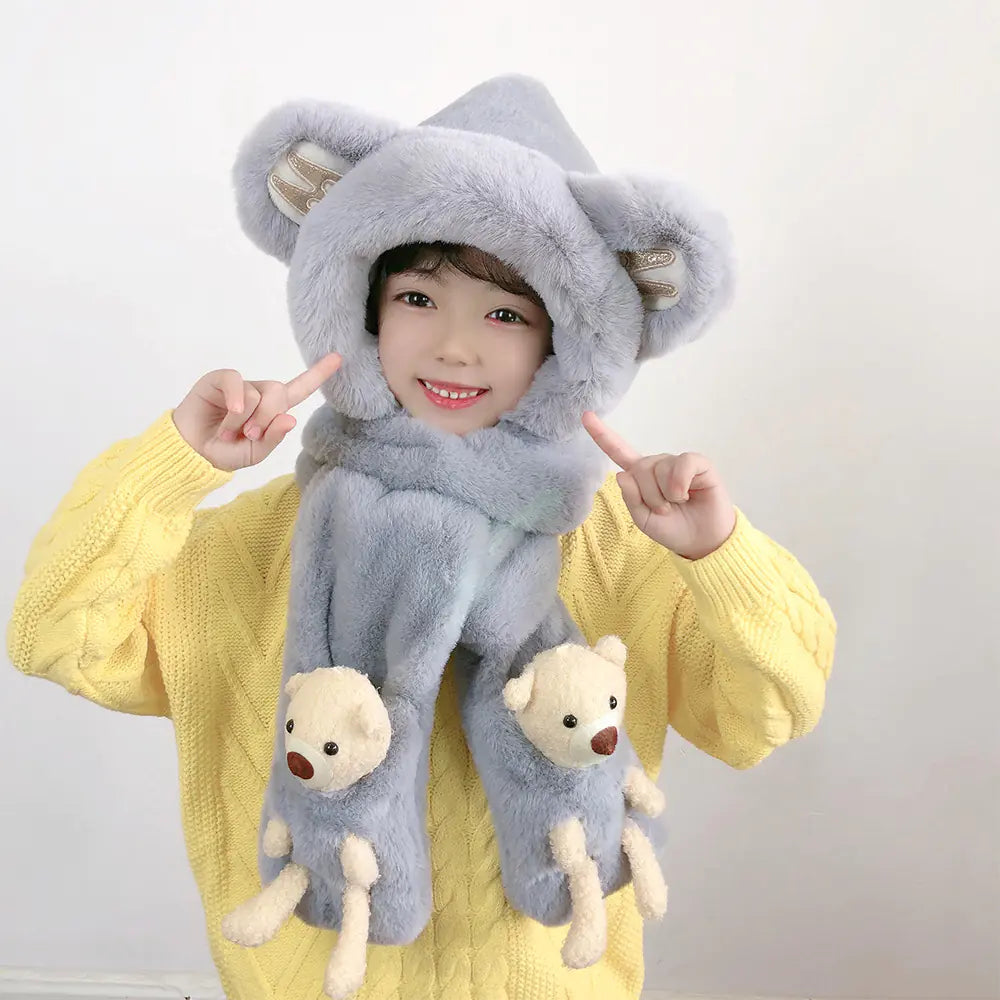 Children's One-Piece Hat with Scarf and Gloves Set