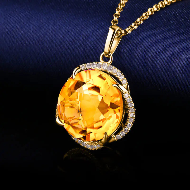 Yellow Zircon Topaz Necklace for Women