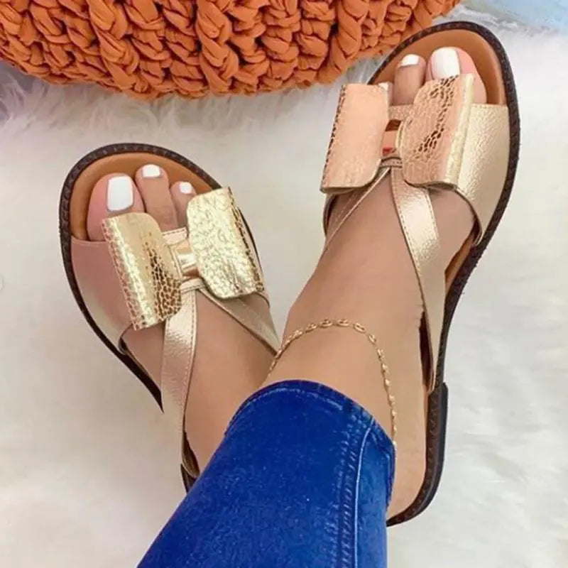Casual Women's Breathable Flat Bow Slippers for Outdoors