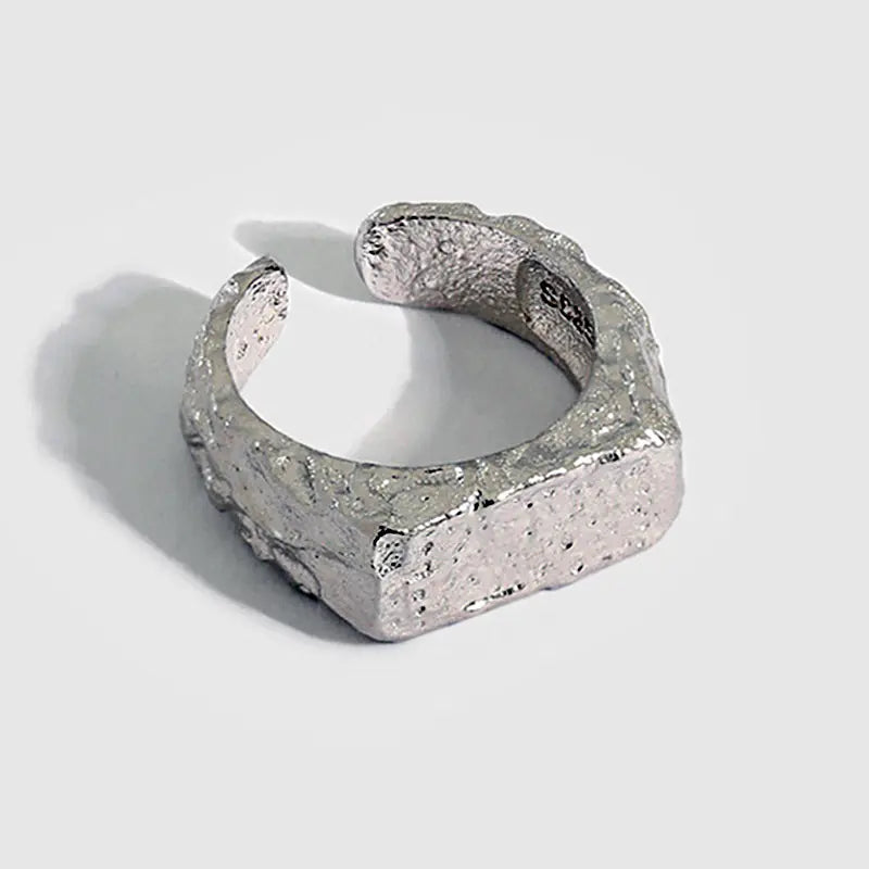 French Textured Ring Set with Korean Style Open Ring