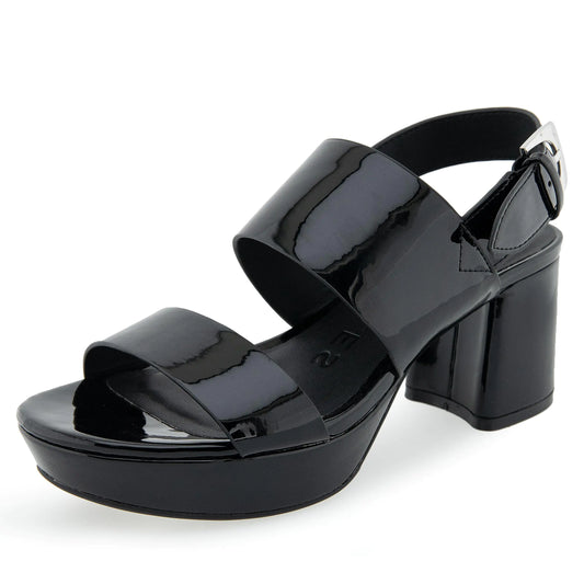 Aerosoles Womens CAMILIA Heeled Sandal Black Patent 7.5