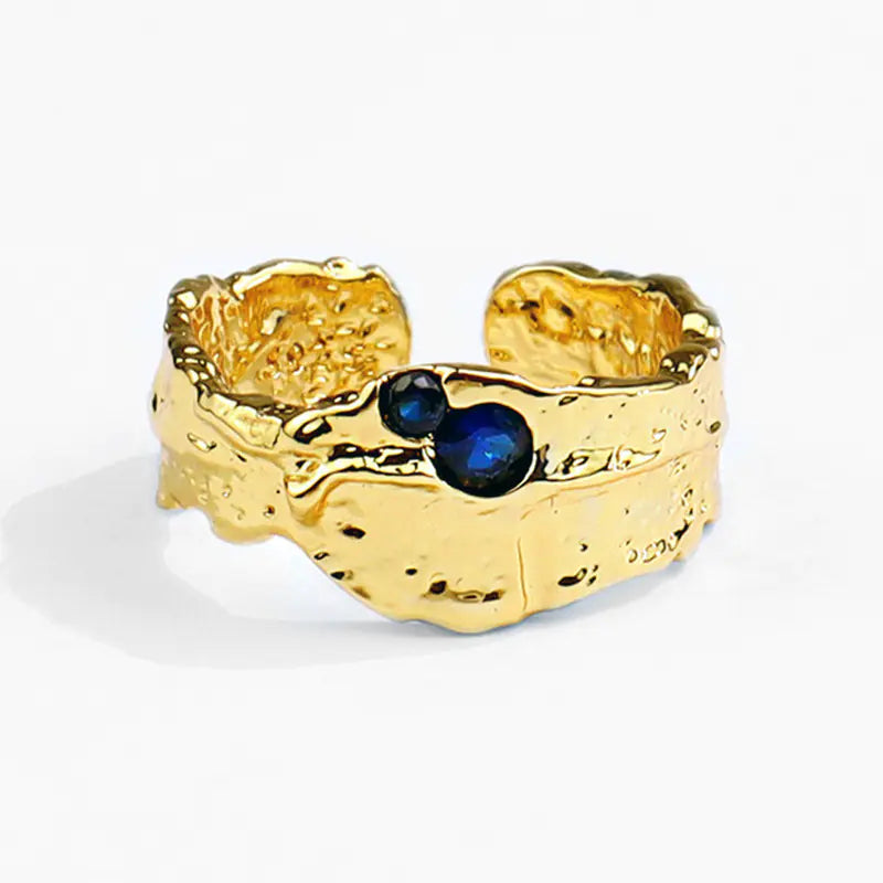 French Textured Ring Set with Korean Style Open Ring