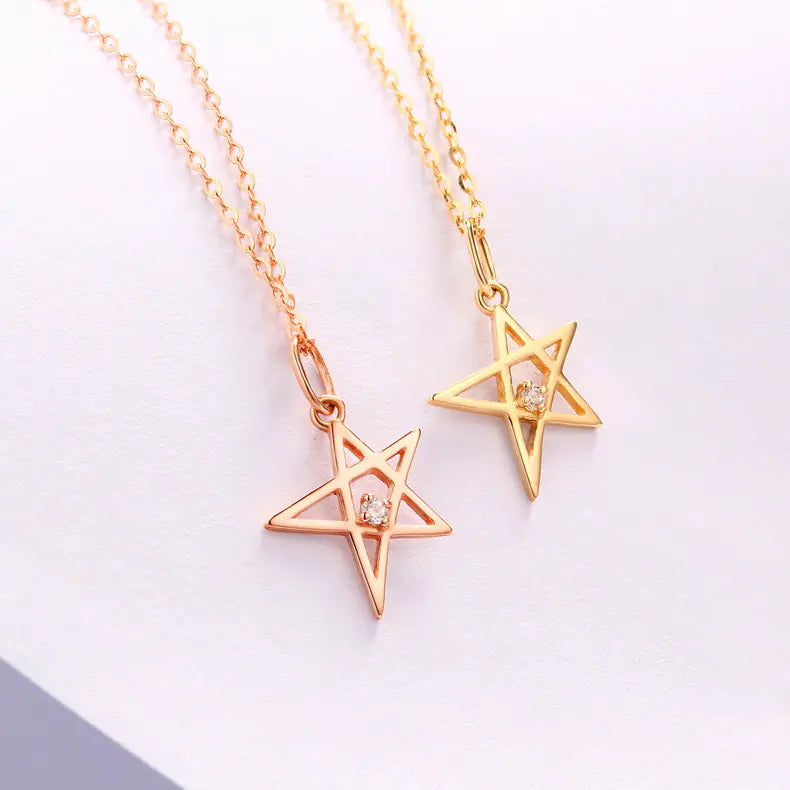 14k Gold Star Pendant Necklace for Women