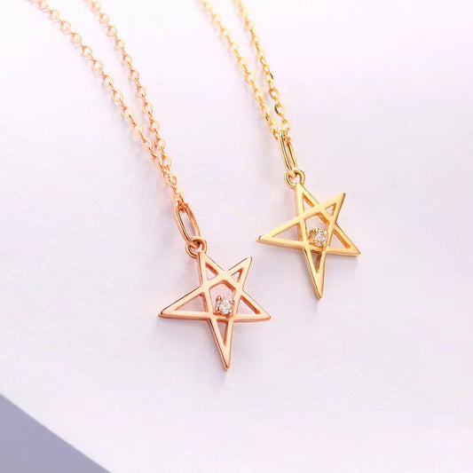 14k Gold Star Pendant Necklace for Women