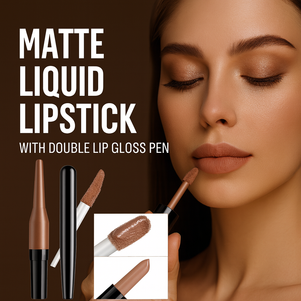 Matte Liquid Lipstick & Double Lip Gloss Pen 2 -in-1 Beauty